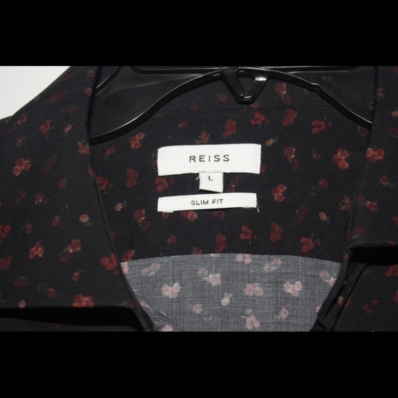 Worn once silk like fabric Reiss long sleeve shirt men’s size L flower pattern - Picture 2 of 2